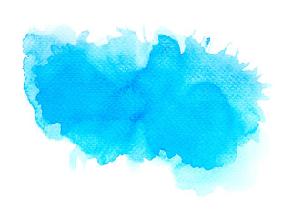 brush of splash color blue watercolor on paper.