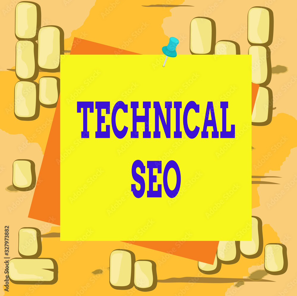 Poster word writing text technical seo. business photo showcasing optimization of website that doesn t invo