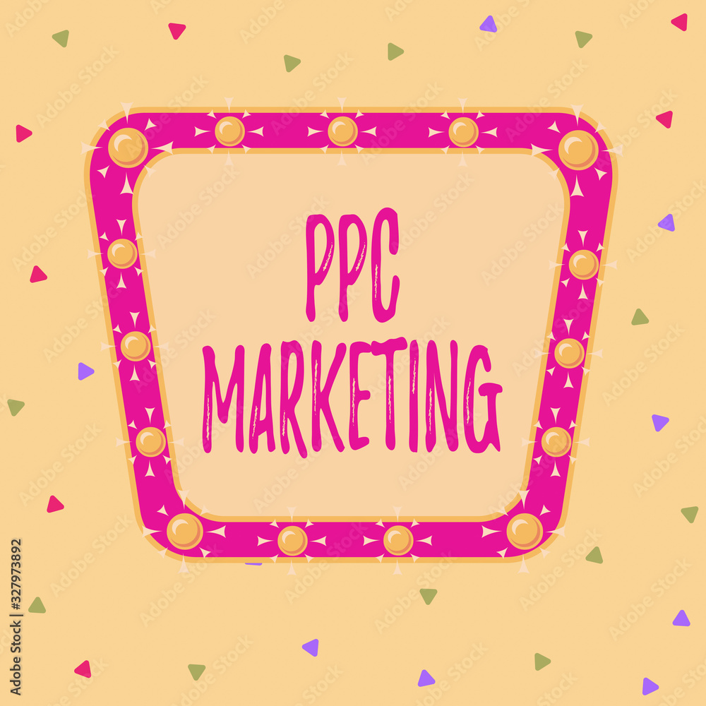 Poster writing note showing ppc marketing. business concept for using search engine advertising to make cli