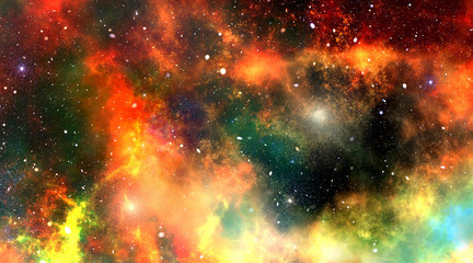 Fototapeta na wymiar Abstract 3d illustration watercolor digital painting of a colorful nebula galaxy