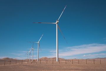 Wind Turbines in the Atacama Desert in Chile, South America, Renewable Energy Concept