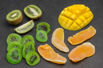 Candied fruits from tropical fruits. Bright  Color Energy snack