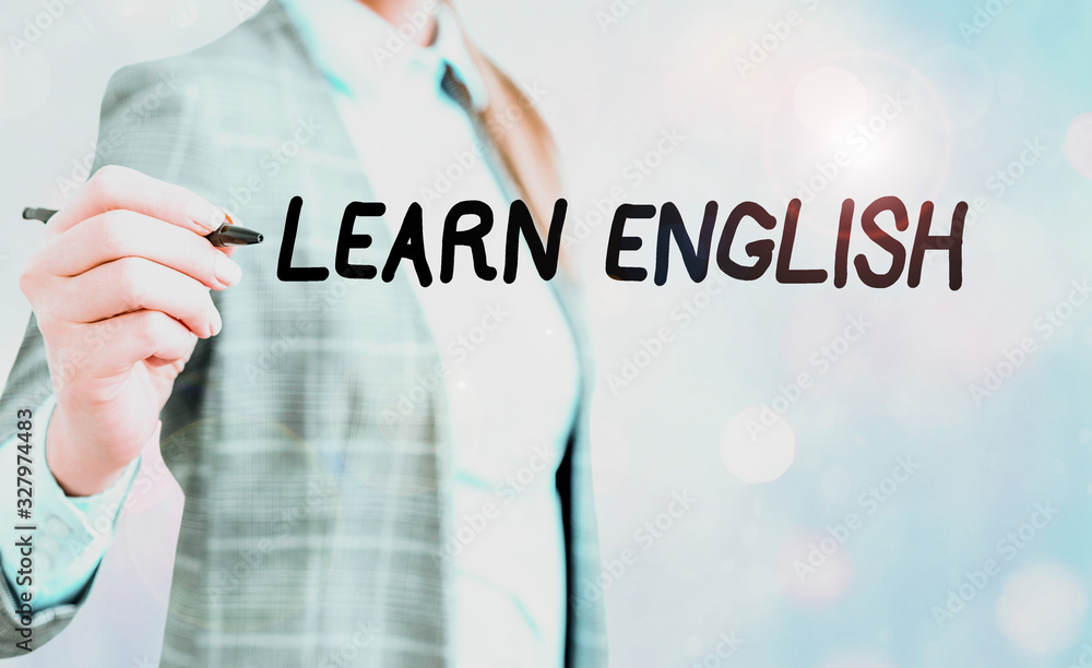 Aufkleber conceptual hand writing showing learn english. concept meaning gain or acquire knowledge of speaking