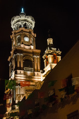 Puerto Vallarta church at night.