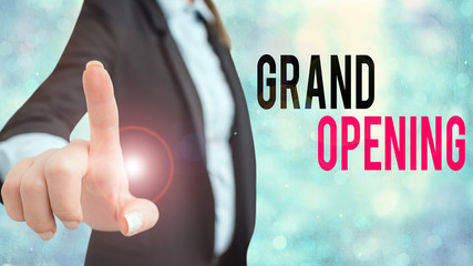 Word writing text Grand Opening. Business photo showcasing held to mark the opening of a new...