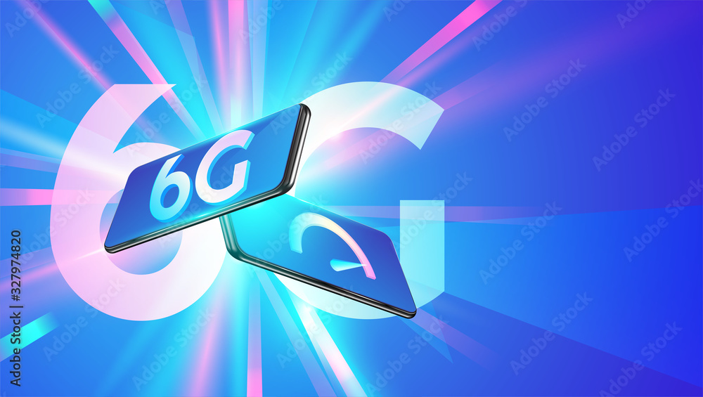 Canvas Prints new 6th generation of internet, 6g network wireless with high speed connection on smartphone concept