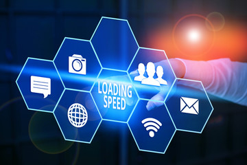 Writing note showing Loading Speed. Business concept for time takes to download and display the content of a web page