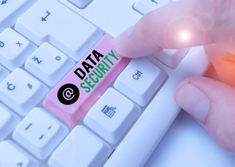 Writing note showing Data Security. Business concept for the process of protecting data from unauthorized access