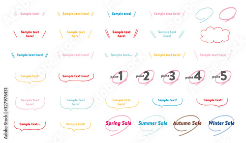 カラフルな手描き吹き出しセット 文字あり Wall Mural Takahashi