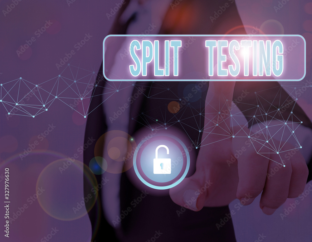 Poster writing note showing split testing. business concept for issuing the traffic of a website between tw