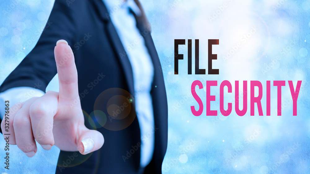 Poster word writing text file security. business photo showcasing protecting digital data such as those in 