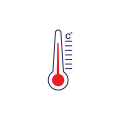 Thermometer vector icon with temperature isolated on white background.