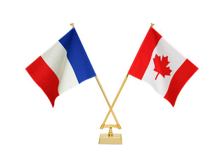 二つの国の卓上国旗