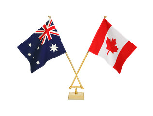 二つの国の卓上国旗