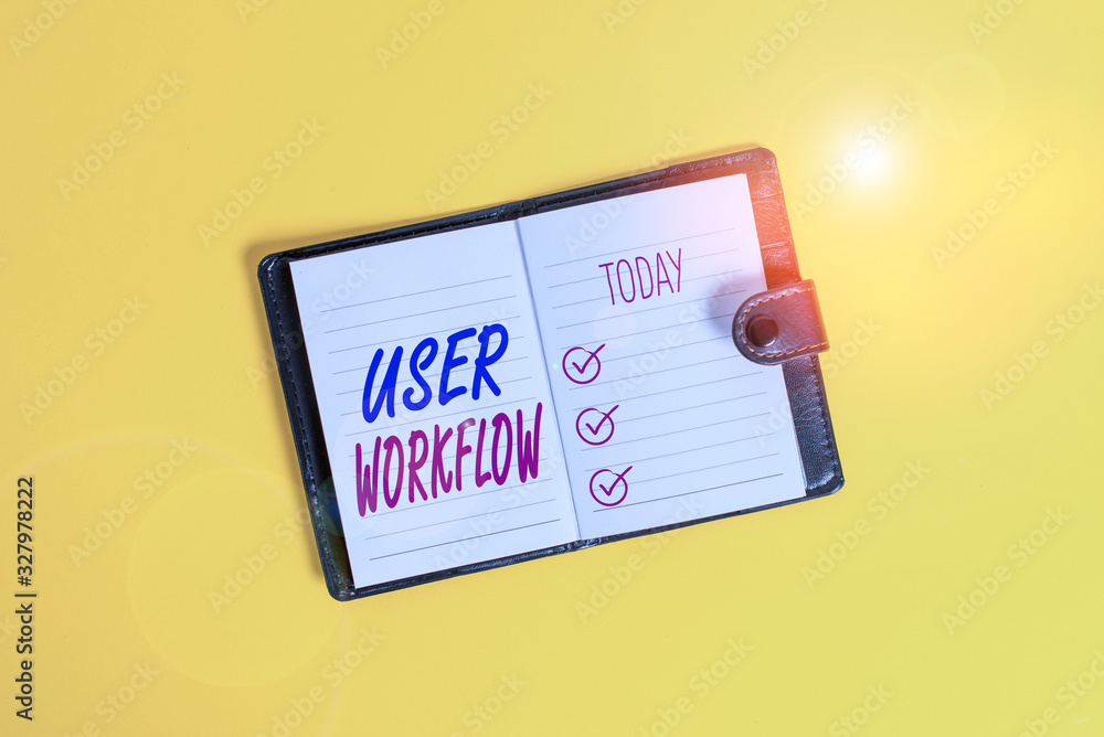Poster handwriting text writing user workflow. conceptual photo orchestrated and repeatable pattern of busi
