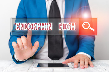 Word writing text Endorphin High. Business photo showcasing trigger a positive feeling in the body...