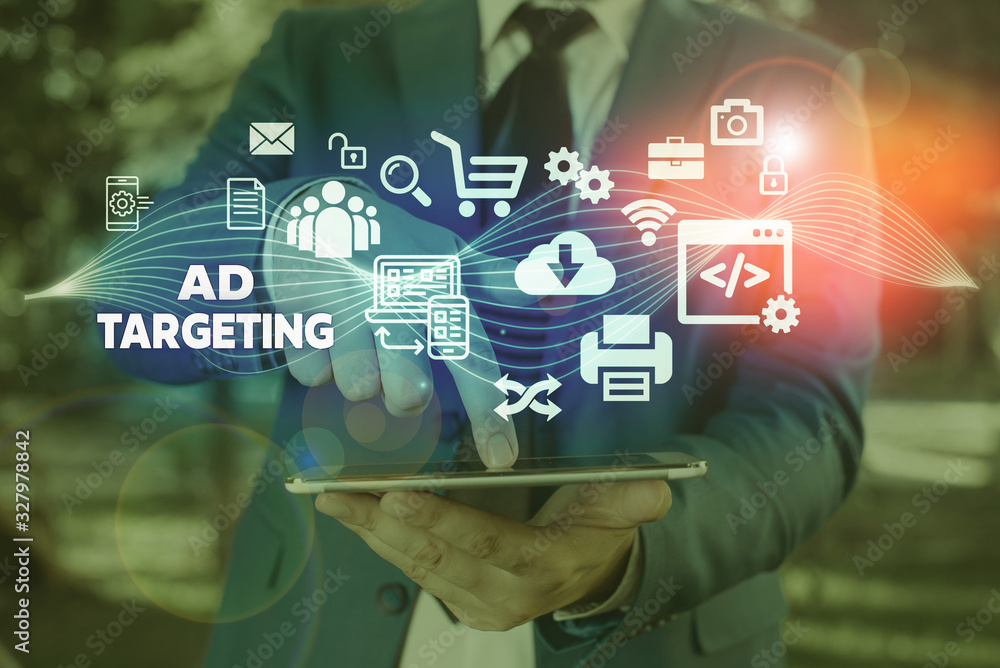 Poster conceptual hand writing showing ad targeting. concept meaning target the most receptive audiences wi