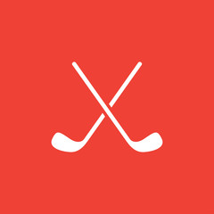 Golf Icon On Red Background. Red Flat Style Vector Illustration