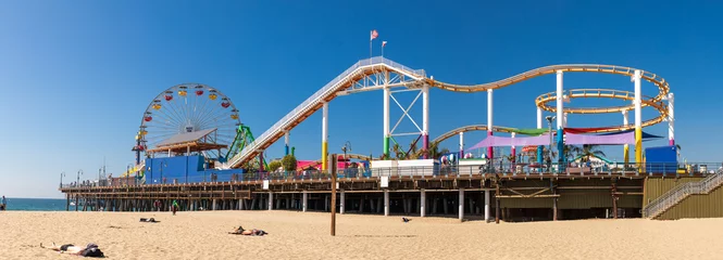 Poster Santa Monica pier beach in LA, California © yooranpark
