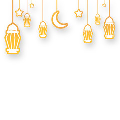 Ramadan background with lantern lamp hanging. Moon and star ramadan hanging for eid mubarak design element.
