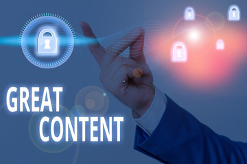 Word writing text Great Content. Business photo showcasing valuable text matter of a document or publication in any form