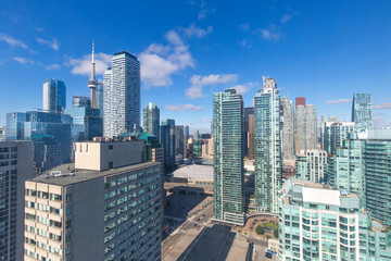 Obraz premium New Toronto Residential condominiums in a trendy district near the lake shore facing Ontario lake