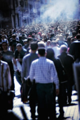 people walking in rush hour