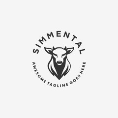 Vector Logo Illustration Simmental Vintage Badge Style.