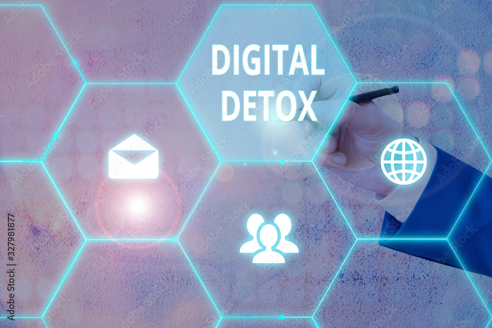 Poster handwriting text writing digital detox. conceptual photo period of time during a demonstrating stops