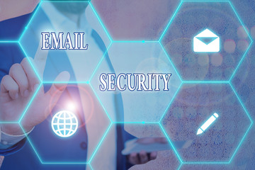 Conceptual hand writing showing Email Security. Concept meaning secure the access and content of an...