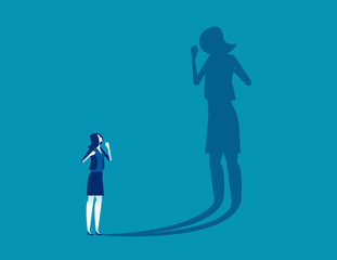 Person fighting his own shadow. Self-defeating concept, Effort