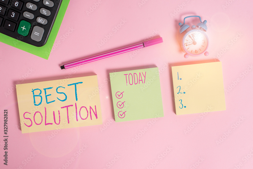Poster handwriting text writing best solution. conceptual photo alternative or approach that best fits the 
