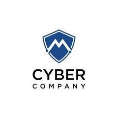 Initial M Logo Design For Cyber Company Vector Illustration