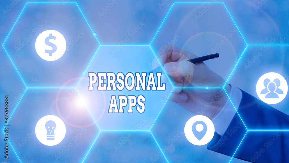 Poster handwriting text personal apps. conceptual photo app for secure password less validation to online s