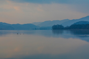Gyeonggi-do Yangpyeong Misty Dumulde Dawn Scenery