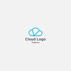cloud line logo template - vector