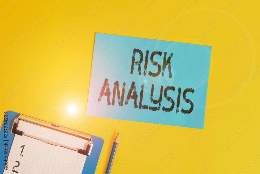 Poster conceptual hand writing showing risk analysis. concept meaning review of the risks associated with a