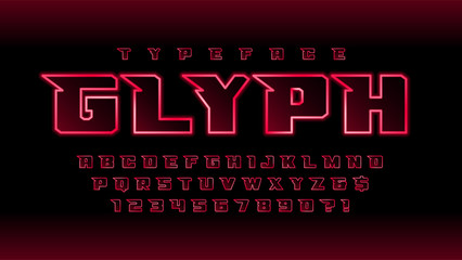 Glowing futuristic sci-fi alphabet, creative characters set.