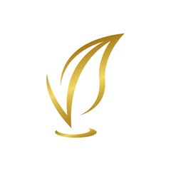 V gold leaf Logo Design. Great Logo Leters Icon Vector Design