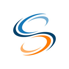 blue orange letter S fire water logo design vector symbol illustrations