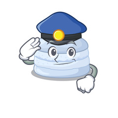 A manly blueberry macaron Cartoon concept working as a Police officer