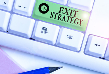 Text sign showing Exit Strategy. Business photo text Extricating oneself from a situation that is become difficult