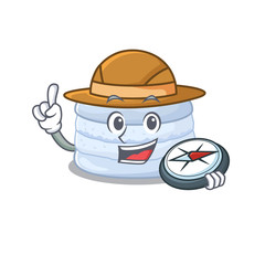 Blueberry macaron experienced Explorer using a compass