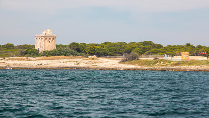 Fototapeta na wymiar Watchtower near ionian sea (Torre Sabea), Salento, south Italy