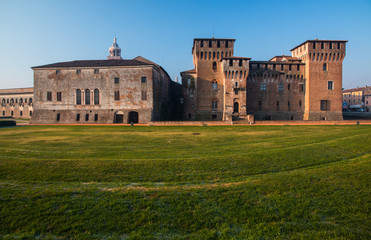 Medieval fortress, Gonzaga Saint George (Giorgio) castle in Italy, Mantua (Mantova)