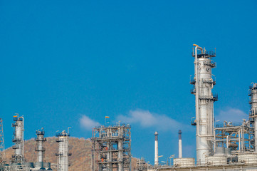 Industrial zone,The equipment of oil refining,Close-up of industrial pipelines of an oil-refinery plant,Detail of oil pipeline with valves in large oil refinery.