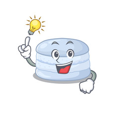 a clever blueberry macaron cartoon character style have an idea gesture