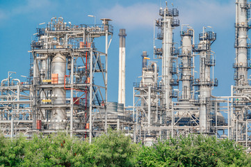 Industrial zone,The equipment of oil refining,Close-up of industrial pipelines of an oil-refinery plant,Detail of oil pipeline with valves in large oil refinery.