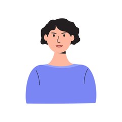Vector drawing woman, girl in trendy style. For social network icons or web portrait of students, team partners, friends, colleagues