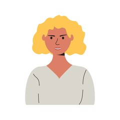 Vector drawing woman, girl in trendy style. For social network icons or web portrait of students, team partners, friends, colleagues